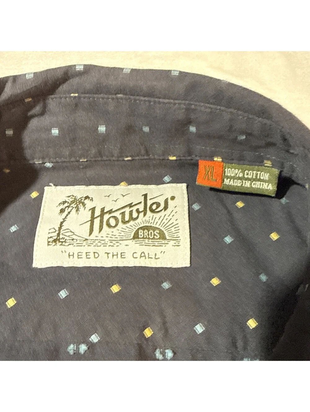 Howler Brothers Shirt Mens XL Gray Geometric Button-Down Cotton Outdoor Casual